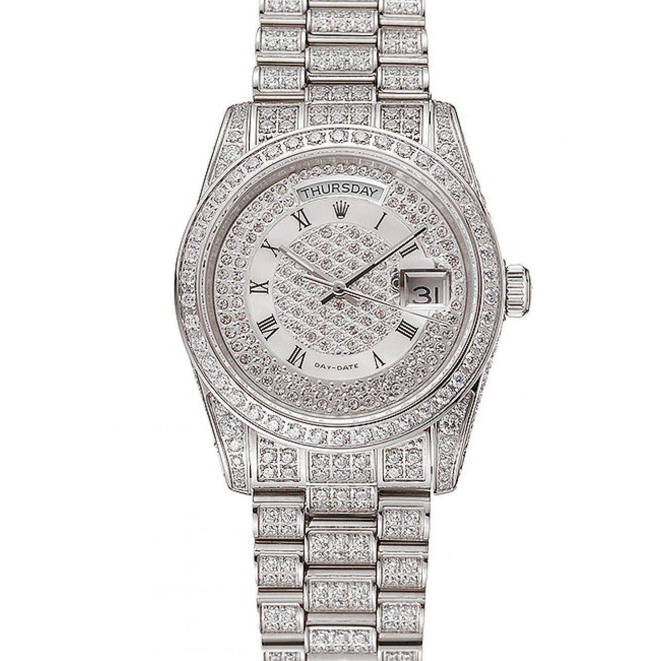 MiroTime 0817 Swiss Rolex Day-Date Diamond Pave Dial Diamond Case Diamond Bracelet 1453950
